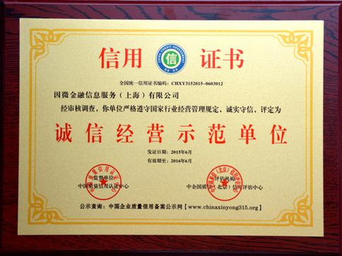 新融網(wǎng)榮膺誠信經(jīng)營示范單位，企業(yè)信用評估獲權(quán)威認可